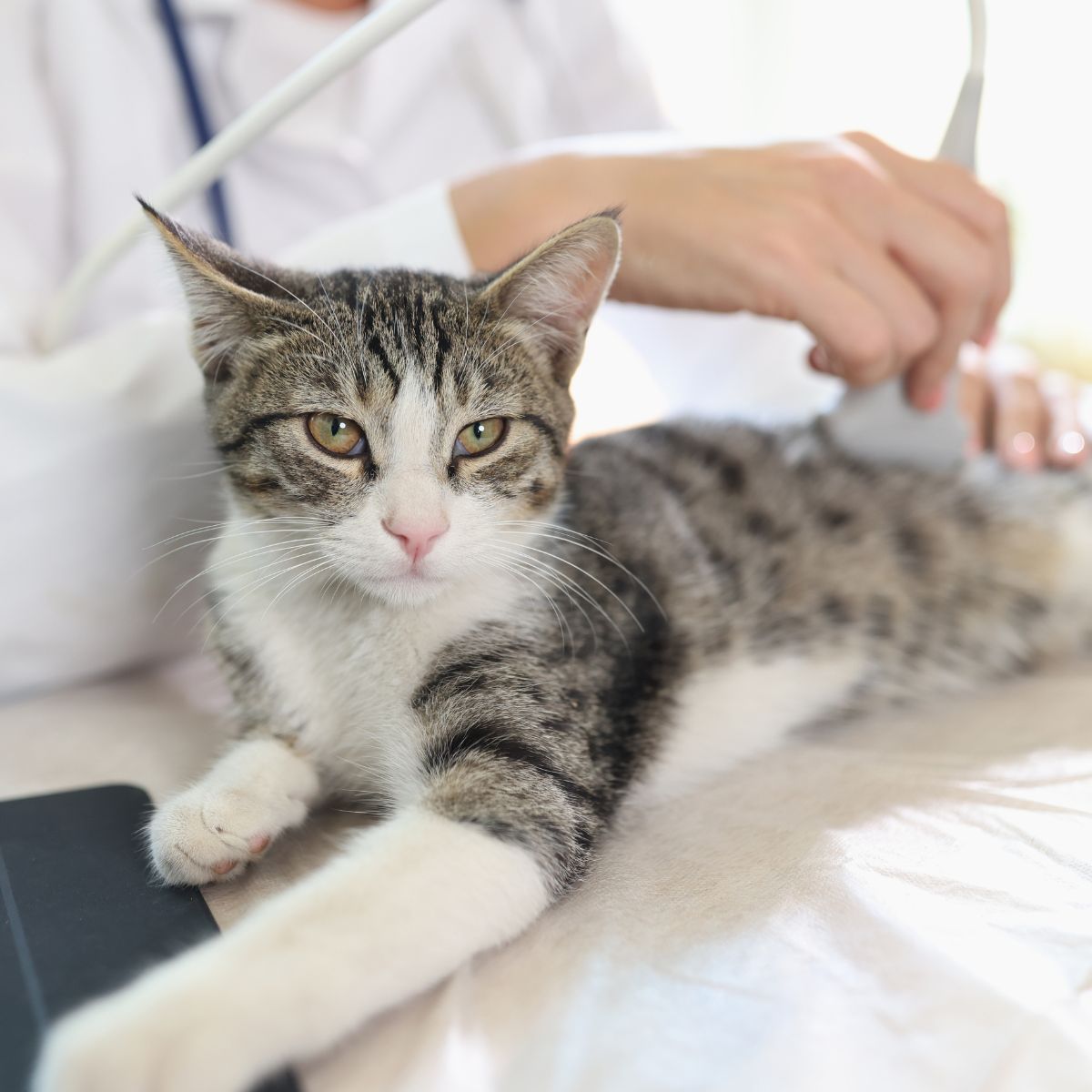 veterinarian doing ultrasound of a cat